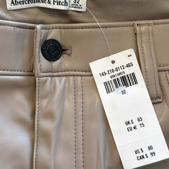 BNWT Abercrombie Vegan Leather Midi Skirt with front slit, taupe - Picture 3 of 5